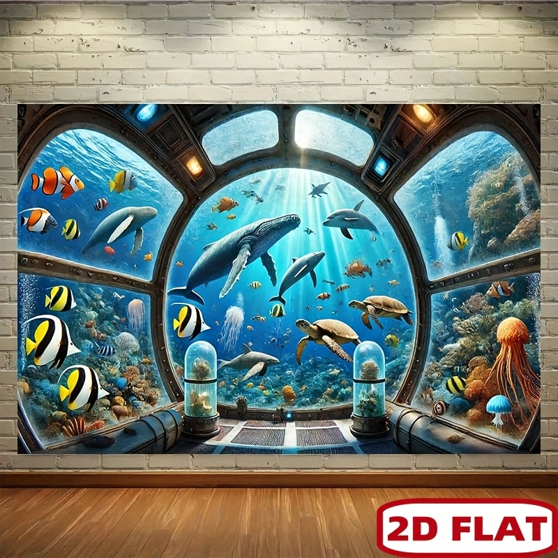 พรมแขวนผนังลายฉลามวาฬใต้ทะเล 2 - Ocean Aquarium บทวิจารณ์และราคา